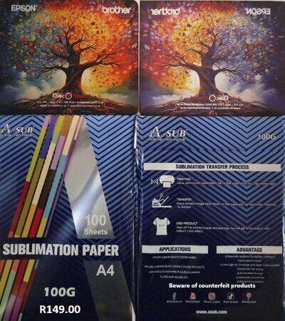 A-Sub 100gsm Sublimation paper, 100 sheets R149 A-Sub 100gsm Sublimation paper, 100 sheets R149